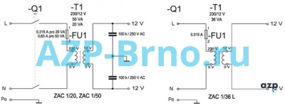 Источник безопасного питания 220/12В ZAC 1/36L AZP Brno Чехия (фото, схема)